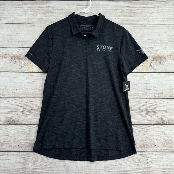 Stone Brewing Co UPF 30+ Tech Polo Shirt Women's Size Large Heathered Gray NEW‎ - Picture 1 of 12